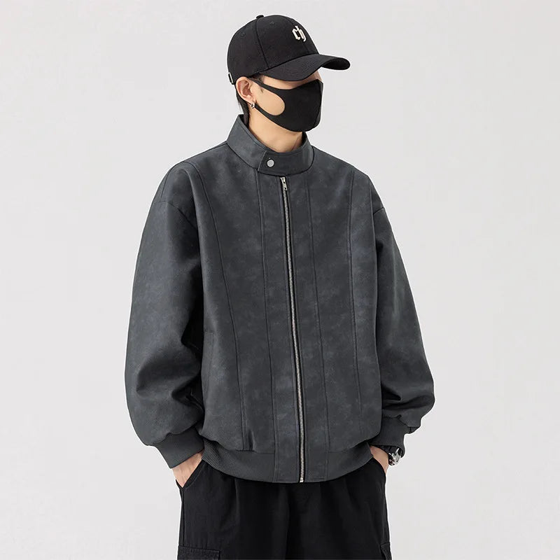 Oversize 6XL 7XL 8XL Men Jacket PU Leather 2025 Spring Windbreaker Trench  Plus Size Waterproof Stand Collar Brand Loose Coats