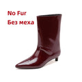 FEDONAS Pointed Toe Stiletto Geuine Leather Boots for Women Mid-calf Tube Shoes Fashion Autumn Winter Knight Boots Party Shoes