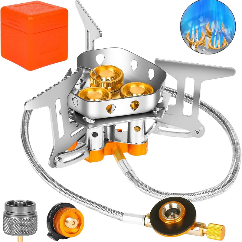 9900W Big Power Camping Gas Stove Portable Outdoor Windproof Stove Camping Picnic Survive Burner Foldable Hiking Gas Stove