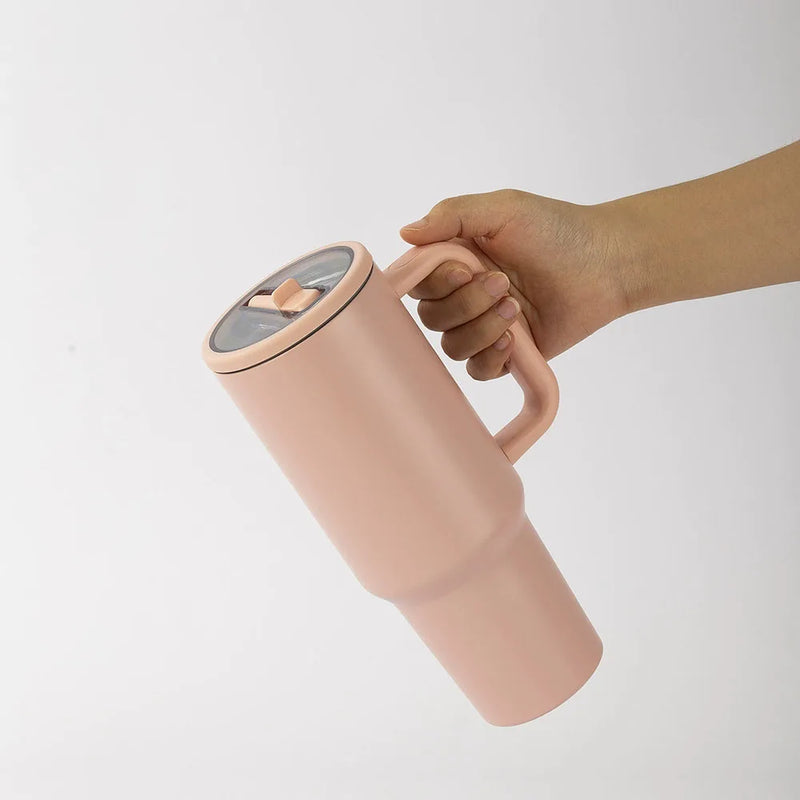 40oz Stainless Steel Thermos Cup with Straw Portable Car Cup Large Capacity Travel Mug Cup Water bottle 1200ml Coffee Mugs