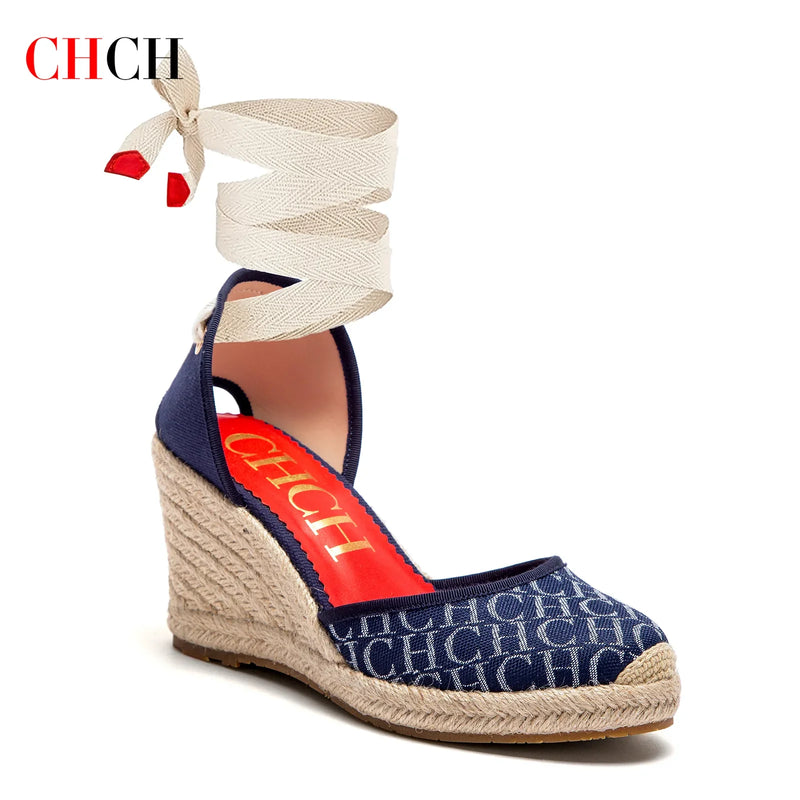 Women's High Heels Summer Espadrillle Platform Wedge 2025 Sandals Closed Toe Ankle Strap Lace up Beach Vacation Party 8cm