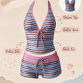 Women Bikinis Set Vintage Striped Floral Tankini Swimsuit | SAMAG
