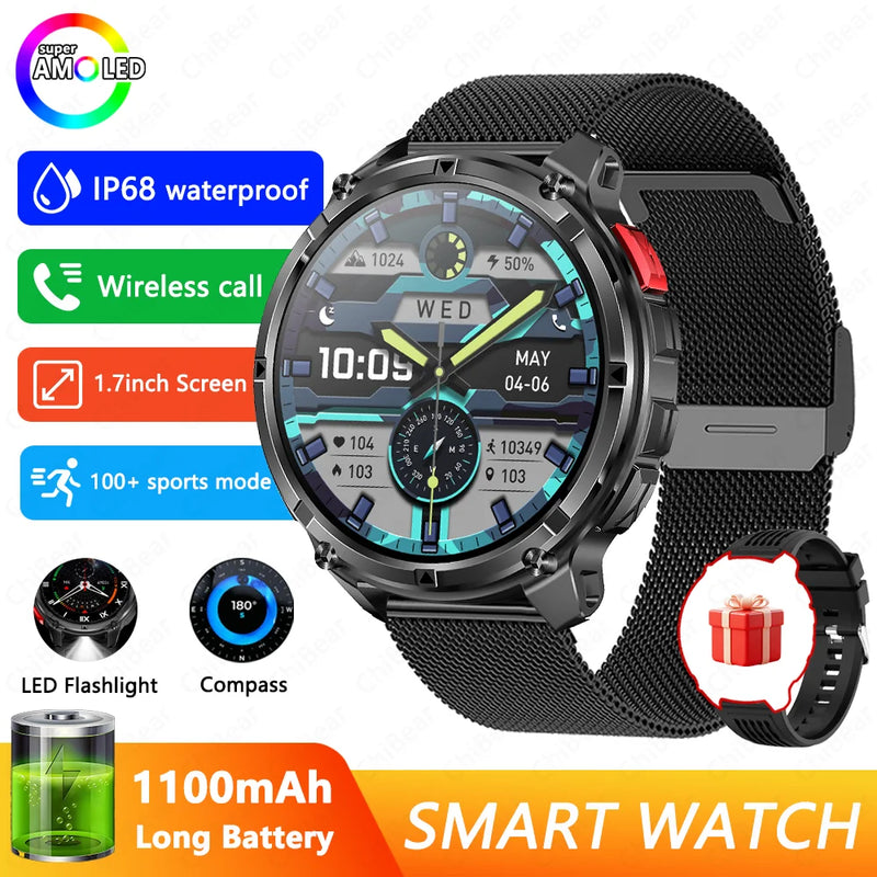 2026 New T-Rex3 Pro 1100mAh Battery Smart Watch GPS path 5ATM Waterproof Sports Run tracker Outdoors Compass Military Smartwatch