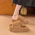 Winter New Simple Style Round Toe Women's Cotton Slippers 2026 Fashion Solid Color Open Toe Thick Soled Casual Women Shoes