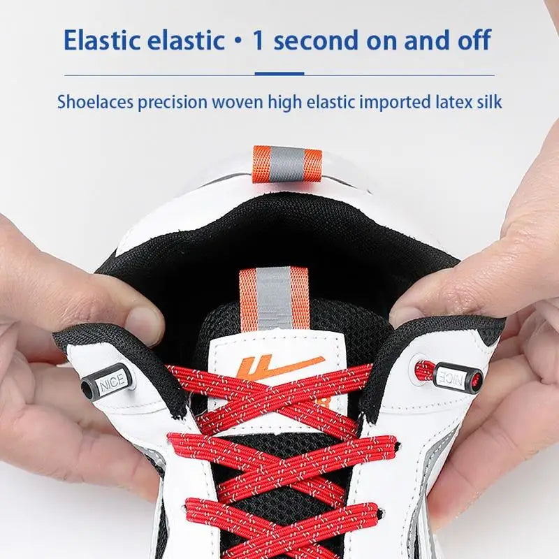 New Reflective No Tie Shoelaces Elastic Laces Sneakers Flat Shoe laces without ties Kids Adult Shoelace One size fits all Shoes