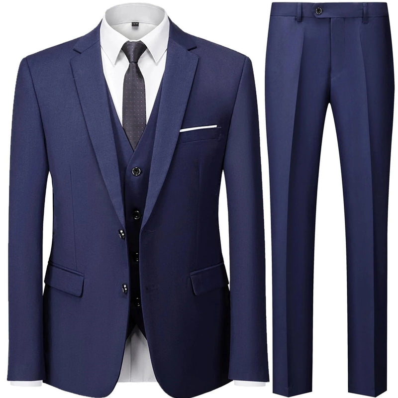 Men's Burgundy 2-Piece Suit Set (Blazer + Trousers Only, No Vest Included),Slim Fit Formal Business Wedding Party Jacket & Pants