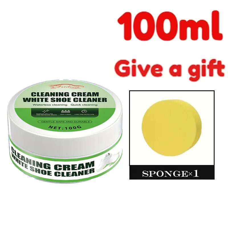 WHITE SHOE CARE CREAM – A Cleaner for White Sneakers That Removes Stains – Simple to Use for Pristine Footwear.