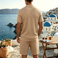 Men's Island Vacation Herringbone Textured Henley | SAMAG