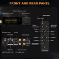 Ampapa D1 HiFi Stereo Bluetooth 5.2 Amplifier 2.0 Channel Home Audio Amp with Digital VU Meters HPF 300Wx2