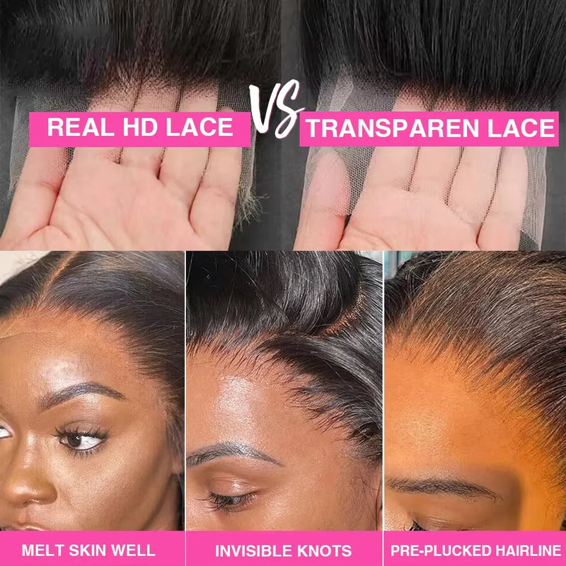 8-14inch 13x4 Bob Wig Human Hair 220% Density Straight HD Lace Front Wigs Human Hair Pre Plucked Invisible Knots Straight Lace Front Bob Wigs for Women
