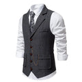 Men's Suit Vest Fashion Turn-Down Collar Pockets Suit Vests England Style Smart Casual Vintage Gentleman Leisure Party Waistcoat