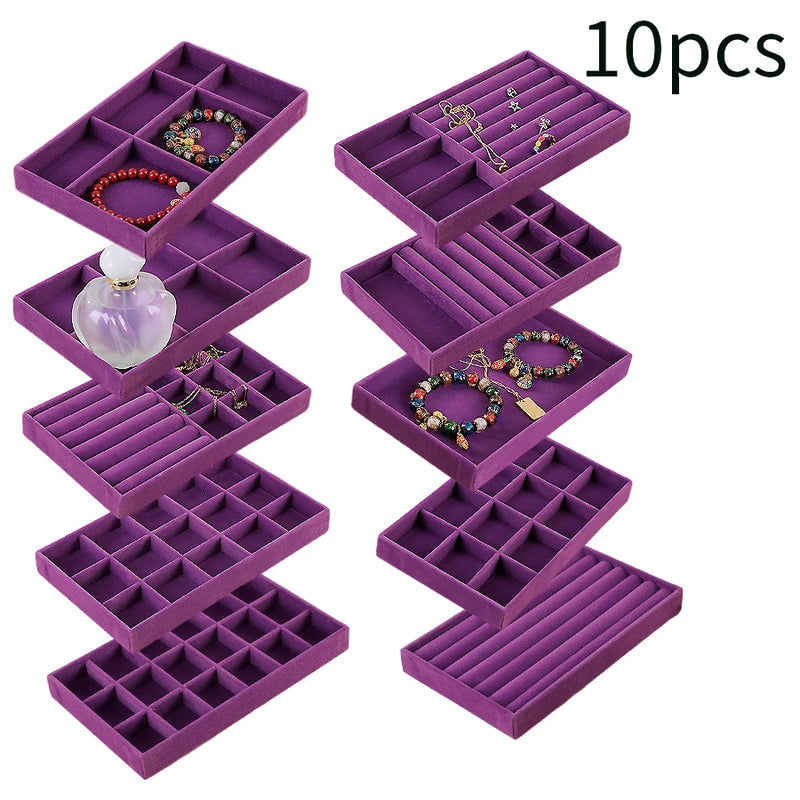 1 Set, (Including 8PCS) Flocking Jewelry Box Jewelry Tray
