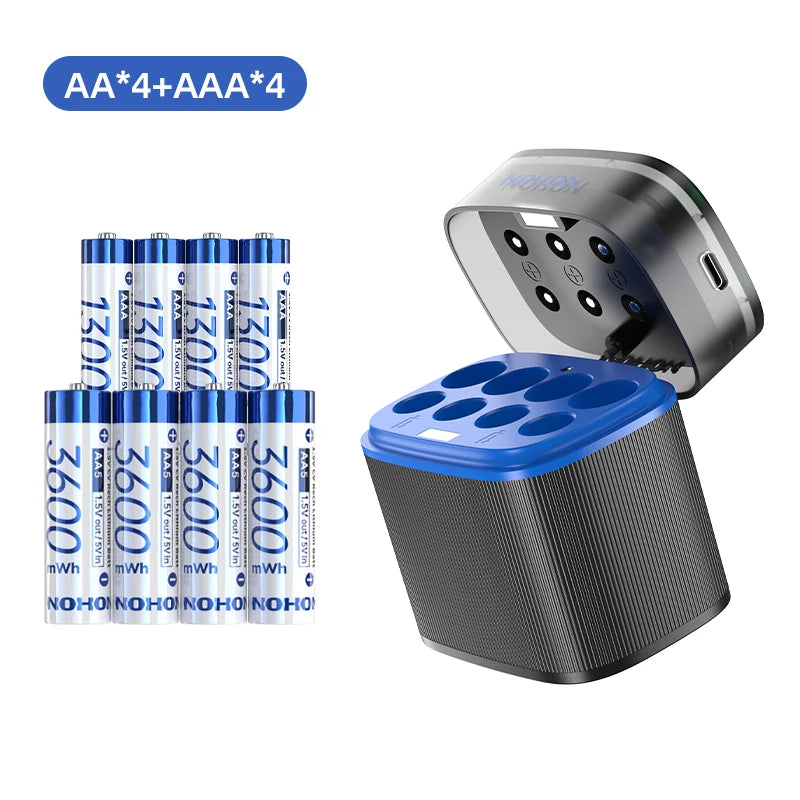 NEW Nohon Rechargeable Battery 1.5V AA 3600mWh AAA 1300mWh Original Li Batteries With Charger for Clock Video Radio Game Camera