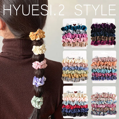 Soft Satin Elastic Scrunchies Set Women Girls Simple | SAMAG