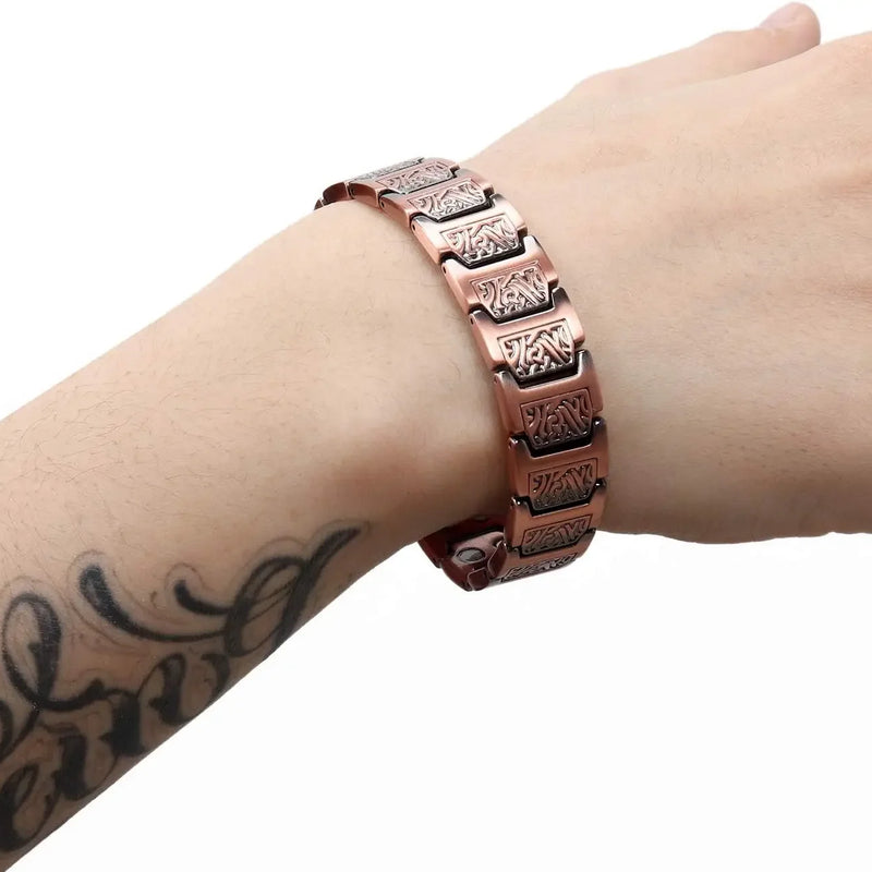 ARADOO Copper Bracelet for Men 100% Pure Copper Magnetic Link Bracelets Jewelry Gift with Adjustable Sizing Tool