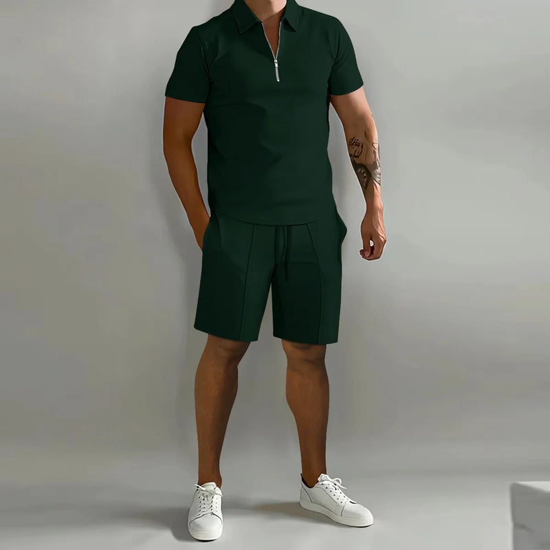 Cross border Amazon Men's Set Autumn New Polo Casual Loose Short sleeved Sports - View 2 | SAMAG