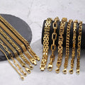 Gold Color Men's Chain Bracelet, Hip Hop Stainless Steel Chunky Wristband, Rock Punk Jewelry Gift for Dad - Visuel 2 | SAMAG