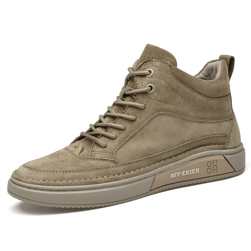 High End Brand Winter Hot Selling Men's High Top Shoes Street Trend Cotton Oxford Shoes Men's Genuine Leather Casual Shoes