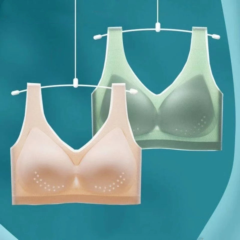 Women's Traceless Bra Thin Summer Cool Feel No Steel Rim Show Chest Sports Beauty Tank Top Small Chest Gathering Bra Underwear