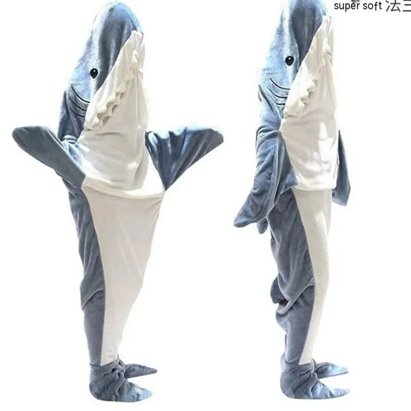Large Size Thickened Warm Flannel Winter Pajamas Shark | SAMAG