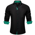 DiBanGu Men Shirt Long Sleeve Black Solid Red Paisley | SAMAG