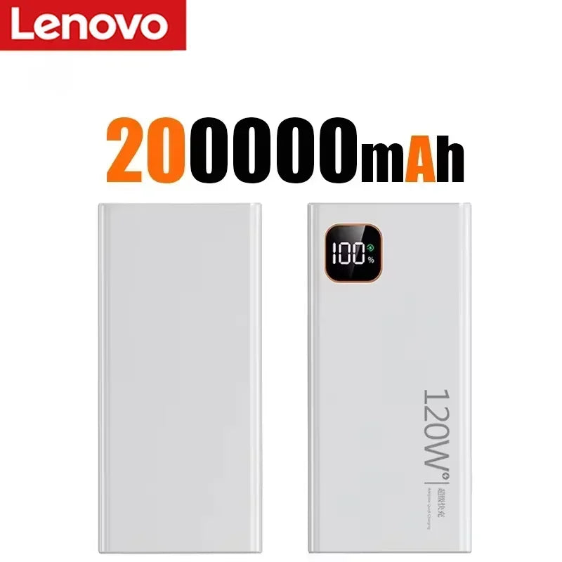 Lenovo Huge Capacity 500000mAh Portable Power Bank 120W Super Fast Charging External Battery Charger For Xiaomi iPhone Samsung