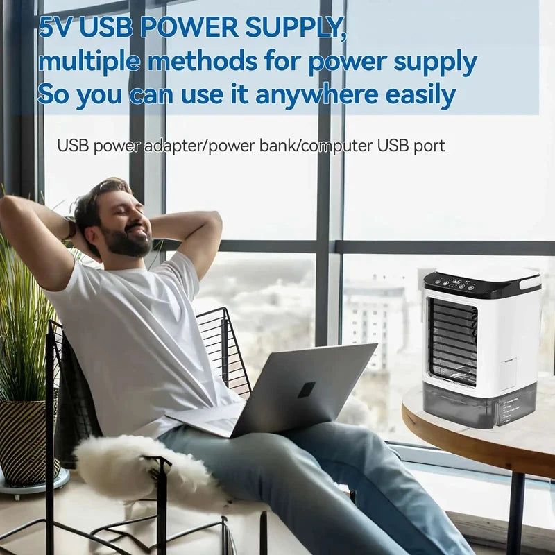 Mini Water Mist Spray Air Cooler Fan USB Portable Evaporative Air Conditioner Humidifier Cooling Fan With Ice Box Silent Desktop