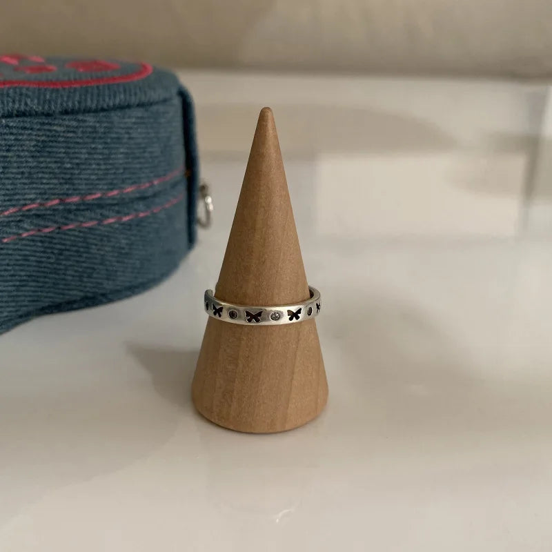 VENTFILLE 925 Sterling Silver Ring for Women Girl Gift Retro Open Trend Unique Design Geometric Asymmetric Jewelry Dropship