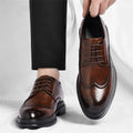 Men's Brogue Leather Shoes Fashionable Comfortable Business Formal Retro Derby Shoes UK Style Carved Floral Design-sjx26