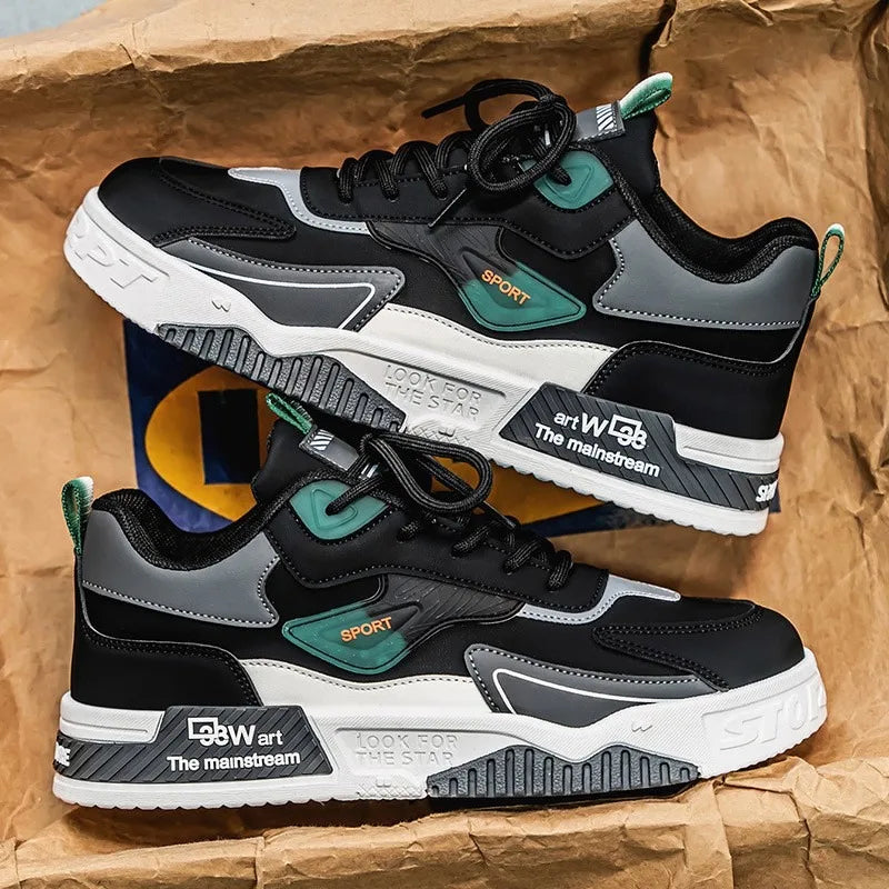 Men's Leather Low Top Sneakers Trendy Light Comfort Versatile Street Board Shoes Fashion Outdoor Men Running Casual Sports Shoes