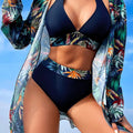 Halter Print Bikini Sets Women Swimsuit With Kimono | SAMAG