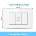 White Tempered Glass Italy USB Type C Smart Fast Charging Wall Socket Plugs Schuko Light Switch Panel Chile TV Sat Computer CAT6