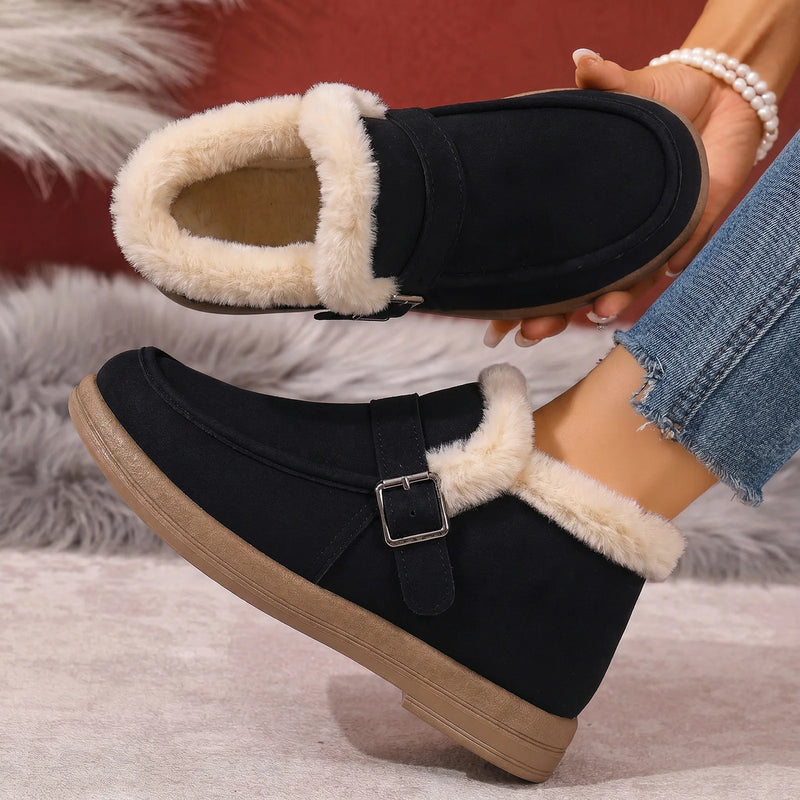 Fashion Warm Women's Ankle Boots Outdoor Shoes For Ladies 2026 Winter Flat Snow Boots Solid  Women's Shoes Soft Sole Comfortable