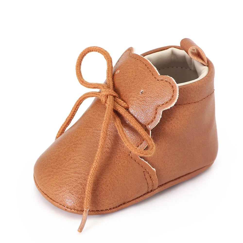 Baby PU Shoes Ankle-covered Little Boots Soft and Warm for Spring and Autumn Toddler Prewalking Shoes for 0-18 Months First Step