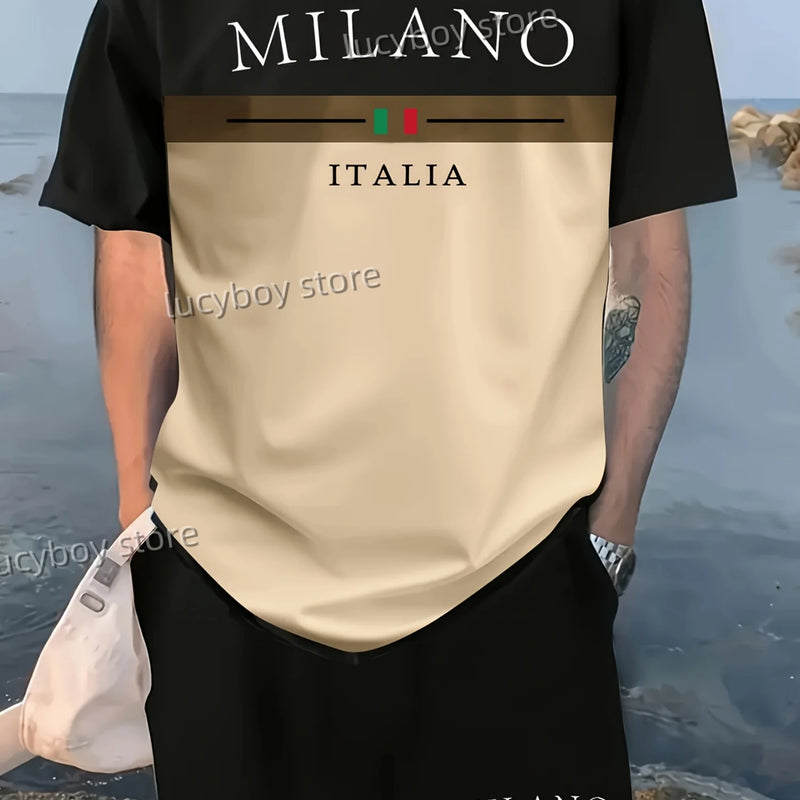 LB Printed Sport T-shirt+shorts Suit Set Men Male Luxury Tracksuit Outfit Summer Oversized tracksuit 2 Piece Set men Clothing