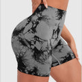 Seamless Tie Dye Style High Waist Quick Dried Fitness Triple Pants Honey Peach Hip Lift Yoga Sports Tight Shorts