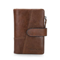 CONTACT'S Genuine Crazy Horse Cowhide Leather Men Wallets  Fashion Purse With Card Holder Vintage Long Wallet Clutch Wrist Bag