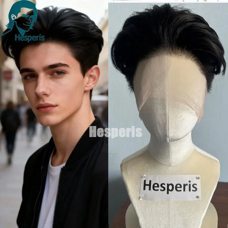 Hesperis Men's Shaved Short Pixie Cut Wig Full Lace Glueless Human Hair Handsome Full Head Wig for Daily Wear Human Hair Wigs