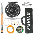 Carbon Fiber Fly Fishing Rod Reel Combo Kit 240cm 270cm Portable Full Set With Simulation Fly Lures Braided Line Storage Bag 8
