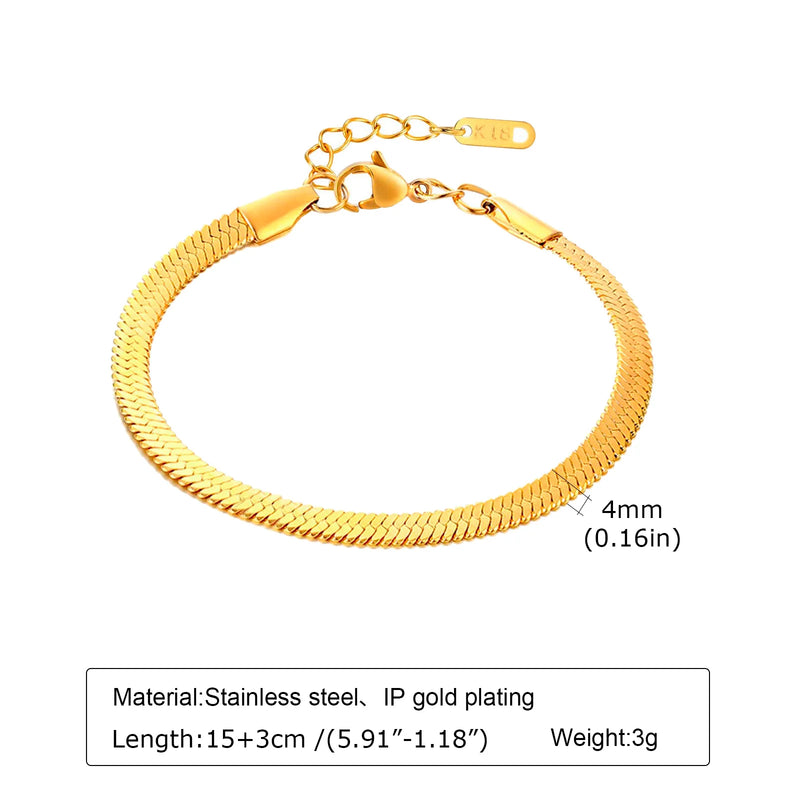 Waterproof Stainless Steel Chain Bracelets For Women, Gold Plated Fashion Stackable Link Gifts - Visuel 15 | SAMAG