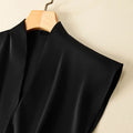 Coffee Silk Rayon V - Neck Pullover Sleeveless Casual Chic - View 3 | SAMAG