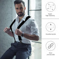 Men's Suspender Trousers Braces with Strong 2 inch Wide 4 Clips Heavy Duty for High Elastic X Style - Visuel 6 | SAMAG
