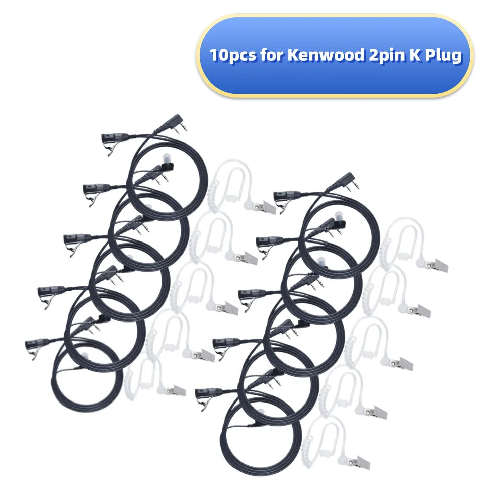 10 PCS Covert Air Acoustic Tube Mic Microphone Earphone Earbud Headset Earpiece Headphone For Baofeng 888S UV-5R Walkie Talkie