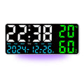 Large Digital Wall Clock with 7Colors Mood Light 2 Alarm TEMP Humidity Date Table Clock 12/24H Timing Countdown LED Alarm Clock