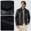 Men PU Leather Jacket Fashion Autumn Winter Stand Collar Slim Leather Jackets Warm Casual Coat Moto Biker Windproof Leather Coat