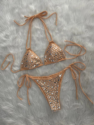 Halter Metallic Sequins Bikini Women Swimsuit Female | SAMAG
