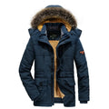 New Fashion Men Hooded Fur Collar Long Jackets Warm Parkas Fleece Down Jackets Male Winter Coats Outdoor Casual Jackets Size 7XL