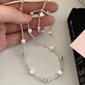 VENTFILLE 925 Sterling Silver Bead Geometry Necklace for Women Girl Korean Design Versatile Choker Jewelry Dropship | SAMAG