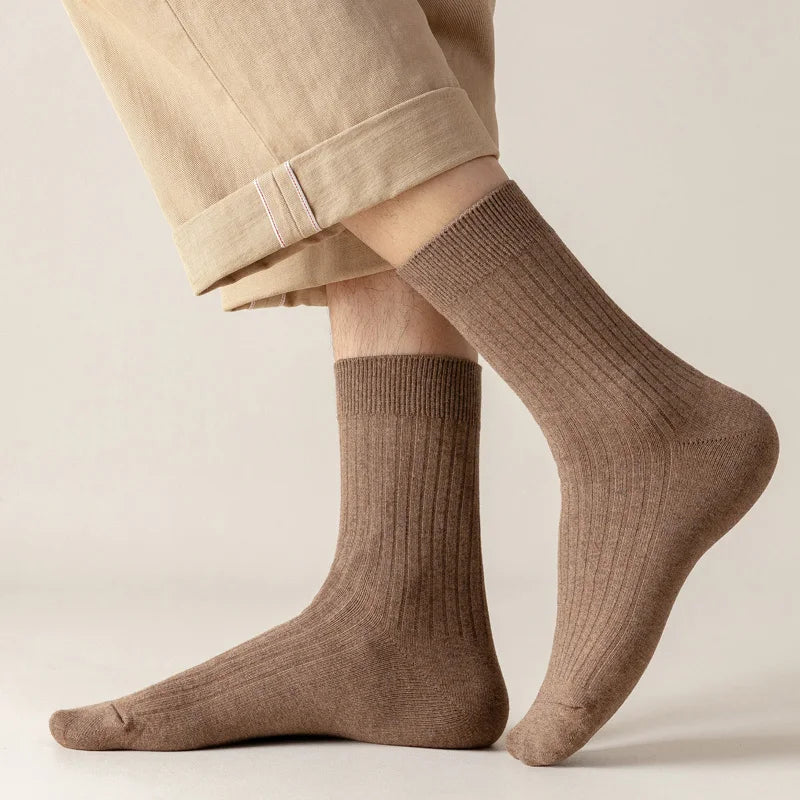 5 Pairs of 100% Cotton Socks, Men's Four Season Striped | SAMAG