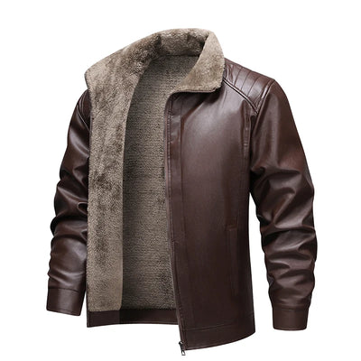 Product Warm Fleece Leather Jacket Fall/Winter Men's Coat | SAMAG